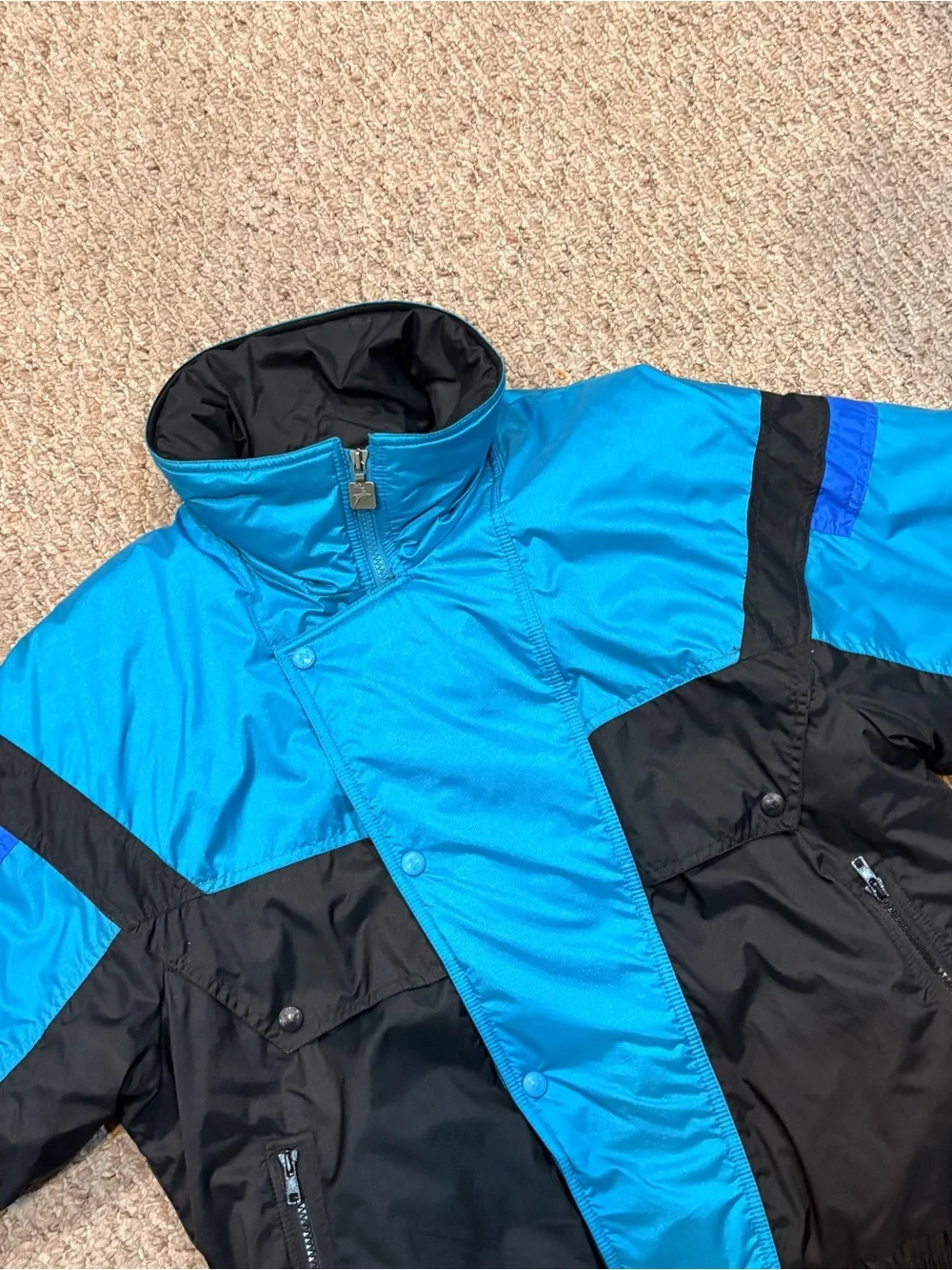 Vintage 80s 90s White Stag Ski Jacket Men’s S Blue Black Colorblock Retro VTG